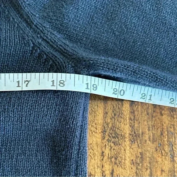 Northern Isles | Navy Blue V-neck Cotton Blend Sweater with Snowman Graphic - Picture 7 of 8